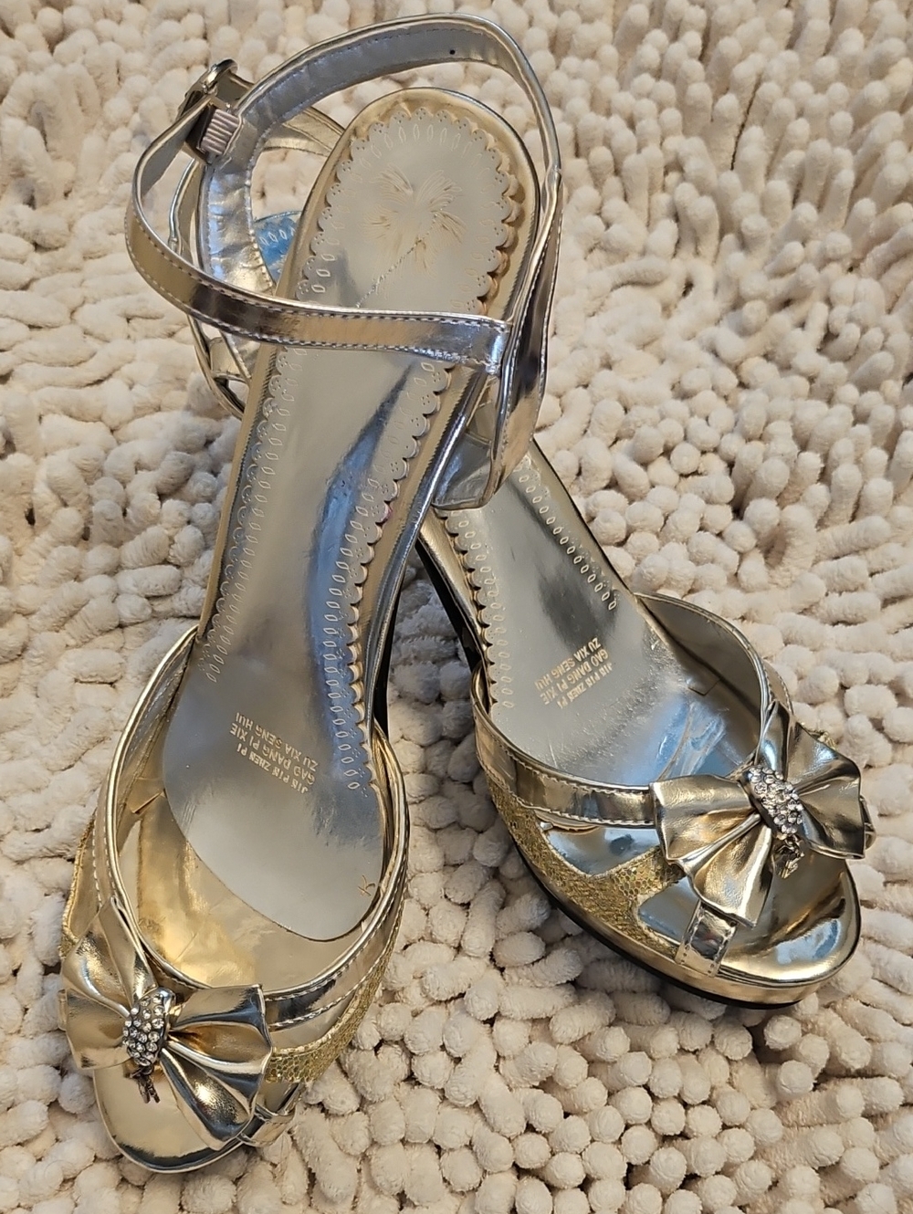 Chinese Gold Embellished  Leather Dress Shoes Size 10
